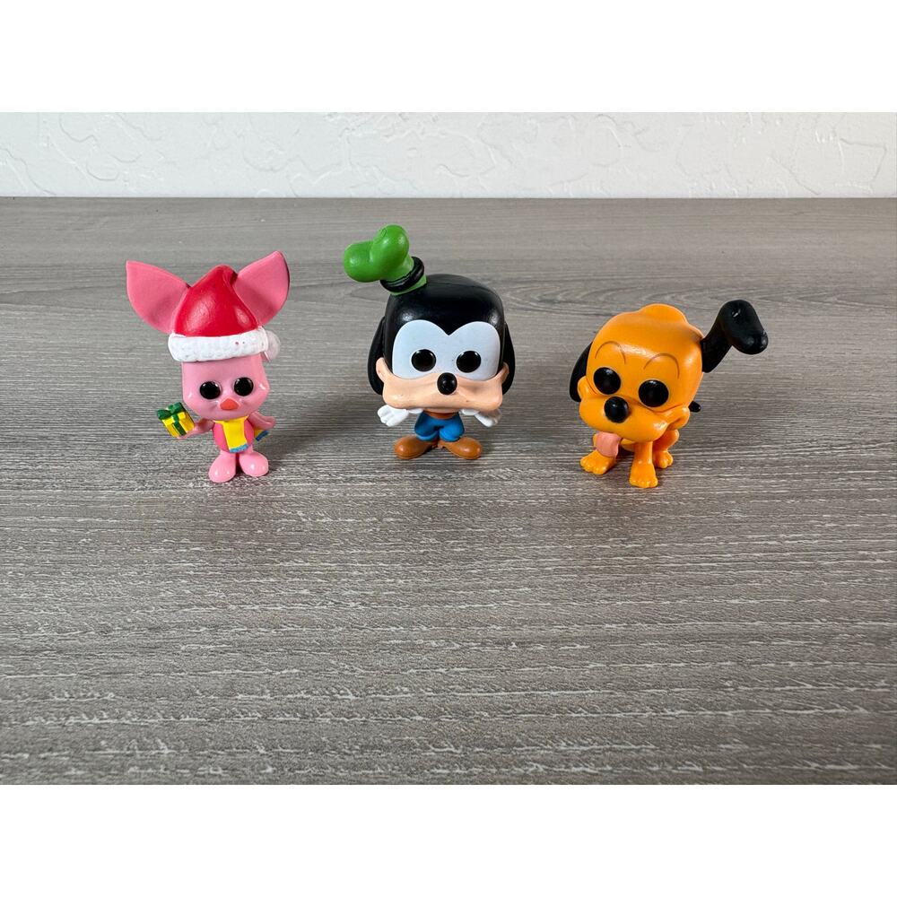 Disney Mini Funko Pop Piglet, Goofy, Pluto Figures- EUC
